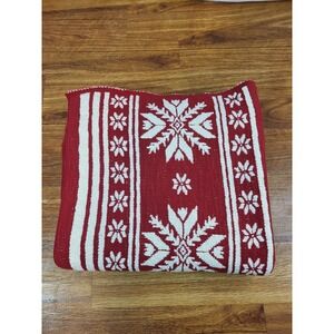 Primative By Kathy Thick Red Cream Snowflake Throw Blanket 50"×60"